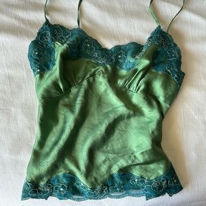 Vintage Green Silk Cami Top